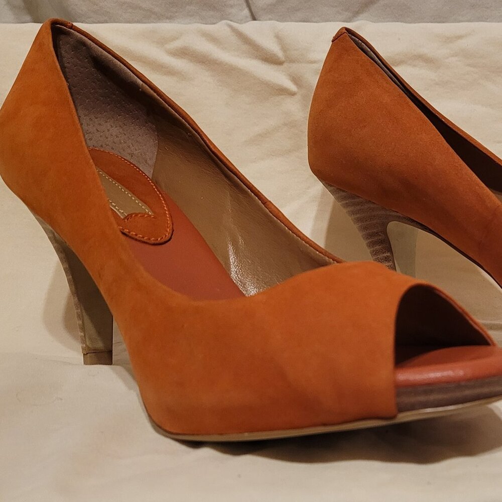 Banana Republic Orange Leather Open Toe Heel Size 7 1/2